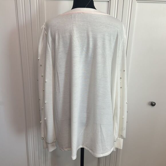 White Long Sleeve Top Plus Size 3X - Picture 6 of 8